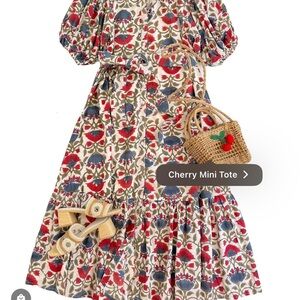 Fox & Hen Maxi Dress in Red, Blue & Cream